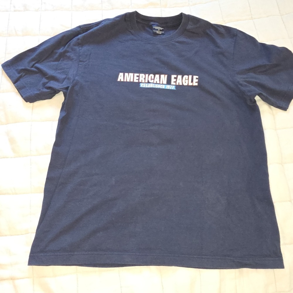 American Eagle Vintage 1977  Tee Medium Faded Blue Y2K Surf Skate 90's Graphic T